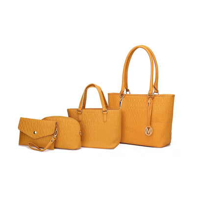 by Mia K. Marimar Women'S Tote Bag with Pouch and Wristlet, Signature 4 Piece Set - Grey