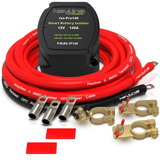 Dual Battery Isolator Kit, 140Amp Battery Isolator 12V Kit, Battery Disconnect Switch 12V | Cars, RV, UTV, ATV, Marine Battery Switch by