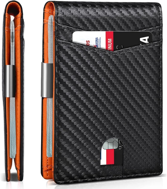 Wallet for Men Slim Genuine Leather Bifold Mens Wallet RFID Blocking Credit Card Holder with Money Clip Holiday Gifts