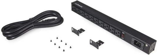 10 Outlet Rack Mount Power Strip 125V/16 Amp - 1U Horizontal 19" Rackmount PDU - NEMA 5-20P Input - 10X NEMA 5-15/20R Outlets - Rack Mount PDU - UL Listed - 8Ft Power Cord (RKPW101920)