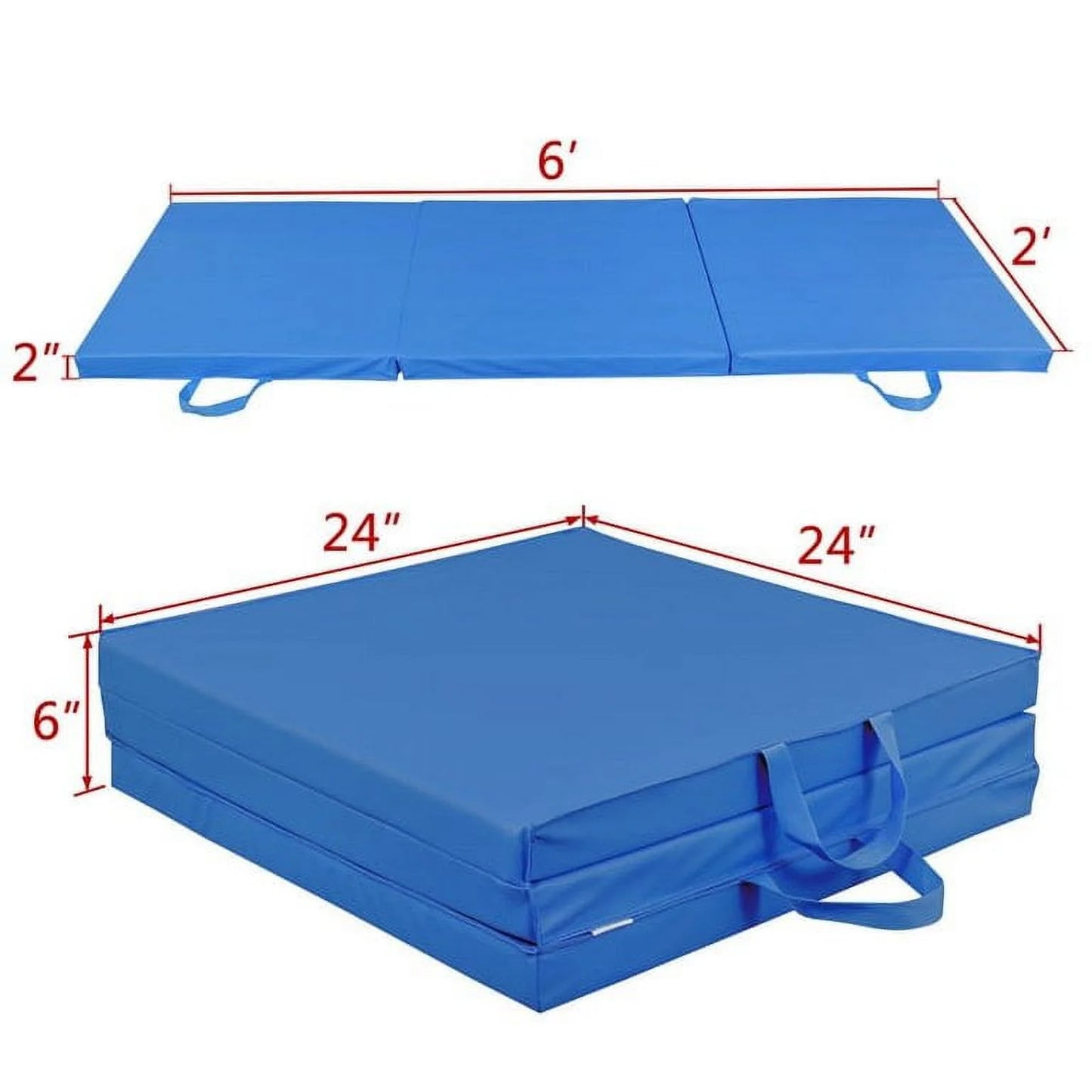 6 Ft. X 2 Ft. X 2 In. Tri-Fold Gymnastic Folding Exercise Aerobics Pink Stretching Yoga Mat